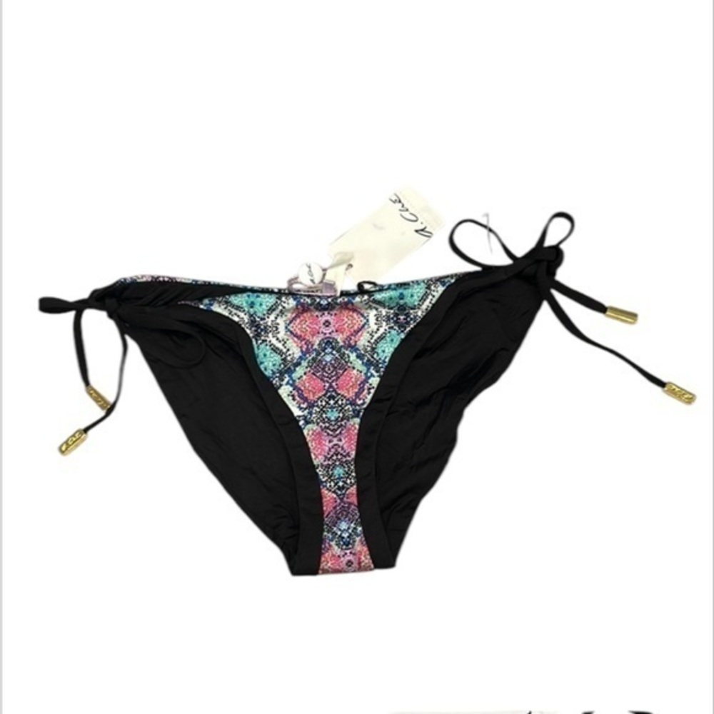 A. Che side tie swim bikini bottom snake print size small